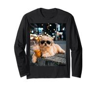 Shih Tzu Iced Coffee Late Night Chill Dog Lover Apparel Maglia a Manica