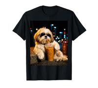 Shih Tzu Iced Coffee Late Night Chill Dog Lover Apparel Maglietta