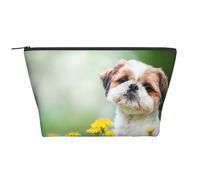 Shih Tzu Piccoli Cani Carini Cucciolo Riccio Animali Campo, Borsa da toilette Borsa per trucco Borsa per cosmetici Borsa da toilette da viaggio portatile