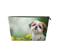 Shih Tzu Piccoli Cani Carini Cucciolo Riccio Animali Campo, Borsa da toilette Borsa per trucco Borsa per cosmetici Borsa da toilette da viaggio portatile