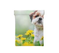 Shih Tzu Piccoli Cani Carini Cucciolo Riccio Animali Campo, Spremere il portafoglio superiore da donna Borsa portaoggetti Piccola portamonete Portamonete