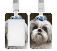 Shih Tzu Porta badge per cani con cordino staccabile, impermeabile, verticale, porta badge per infermiere, insegnanti, ufficio, donne e uomini