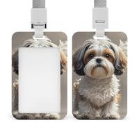 Shih Tzu Porta badge per cani verticale, impermeabile, con cordino staccabile resistente, per insegnanti di fabbrica e ufficio