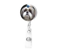 Shih Tzu - Porta badge retrattile con clip per nome, porta badge, carino, porta badge identificativo, per donne e uomini