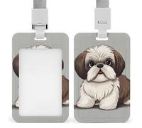 Shih Tzu Porta badge verticale con cordino staccabile, resistente, porta badge impermeabile per infermiere, ufficiali, insegnanti, personale di sicurezza