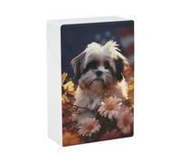 Shih Tzu Portasigarette con cane e fiori per King Size standard da 85 mm, capacità 20 pezzi, scatola rigida per sigarette portatile e impermeabile, per uomini e donne, porta sigarette tascabile, Cig A