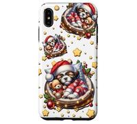 Shih Tzu Puppy In Cozy Dog Bed For Winter White Christmas Custodia per iPhone XS Max