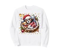 Shih Tzu Puppy in Cozy Dog Bed for Winter White Christmas Felpa