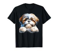 Shih Tzu Puppy Peeking Over Edge Ritratto Maglietta