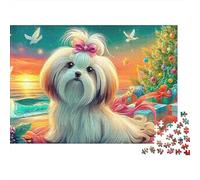 Shih Tzu Puzzle in Cartone Extra Spesso Da 1000 Pezzi, Floral Puppy, Puzzle Fai Da Te, Ultra Difficile, Allenamento Mentale, Sfida, Intrattenimento 70x50cm/1000pcs