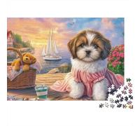 Shih Tzu Puzzle Vista sulla barca a vela nell'oceano 1000 Tessere Cartone Riciclato Per Uomo E Donna, Difficile Sfida, Regalo Natale Originale Immagini Vibranti 70x50cm/1000pcs