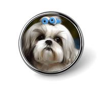 Shih Tzu, spilla rotonda per cane, spilla da bavero personalizzata leggera e durevole in latta per cappelli, vestiti, zaini, spille decorative, circolari, in lega di alluminio