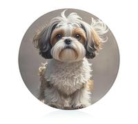 Shih Tzu, tagliere rotondo in vetro temperato, tagliere da cucina unico per pizza, verdura, frutta, formaggio e salumi
