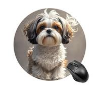 Shih Tzu, tappetino per mouse rotondo con cane a scorrimento liscio, tappetino per mouse da gioco, ad alta densità, portatile, comodo, per scrivania, casa, ufficio, 20 x 20 cm
