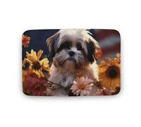 Shih Tzu - Tappeto grande con cane e fiori, in velluto di corallo, con retro in gomma, antiscivolo, per vasca da bagno, elegante, lavabile, per sala giochi, 50 x 80 cm