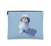 Shih Tzu - Trousse da viaggio per cosmetici, da donna, portatile, in tela, con cerniera, idea regalo per gli amanti degli animali, Blu, 7x9 Inch, Arte del cane