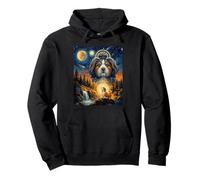 Shih Tzu Ululando alla Luna Van Gogh Style Art Felpa con Cappuccio