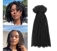 SHIHERESH Dreadlock Extensions Synthetic Hair 0.4cm Width 30 Strands Soft Dreads Extensions Dreads Loc Reggae Hippie Handmade Dreadlock Extension for Women/Men (1B, 12inch)
