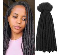 SHIHERESH Dreadlock Extensions Synthetic Hair Largeur 0.4 cm 30 brins Soft Dreads Extensions Dreads Loc Reggae Hippie Handmade Dreadlock Extension for Women/Men (1B, 16inch)