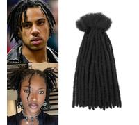 SHIHERESH Dreadlock Extensions Synthetic Hair Largeur 0.4 cm 30 brins Soft Dreads Extensions Dreads Loc Reggae Hippie Handmade Dreadlock Extension for Women/Men (1B, 8inch)