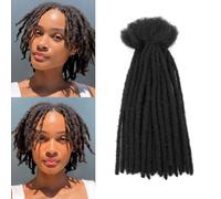 SHIHERESH Dreadlock Extensions Synthetic Hair Largeur 0.4 cm 30 brins Soft Dreads Extensions Dreads Loc Reggae Hippie Handmade Dreadlock Extension for Women/Men (1B, 10inch)