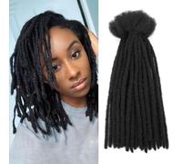 SHIHERESH Dreadlock Extensions Synthetic Hair Largeur 0.4 cm 30 brins Soft Dreads Extensions Dreads Loc Reggae Hippie Handmade Dreadlock Extension for Women/Men (1B, 14inch)