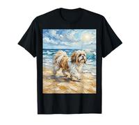 Shihtzu at The Beach Sunny Summer Dog Opera d'Arte Maglietta