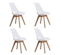 SHIITO - 4 Sedie da pranzo in stile nordico - 47 x 42 x 84 cm - Modello Otto - Design semplice ed elegante - con gambe di faggio - Colore bianco