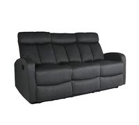 SHIITO - Divano a 3 posti e funzione relax - 180 x 100 x 95 cm - Modello Siberia - 2 Sedili Schienale e Poggiapiedi reclinabili - Apertura manuale - Grigio