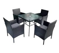 SHIITO | Modello Almeria - Sala da giardino 5 pezzi, stile naturale e comfort all'aperto, design in acciaio e rattan sintetico, colore nero
