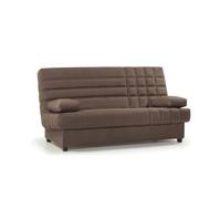 SHIITO | Modello Bronx - Divano letto con deposito con apertura Clic-Clac | 100 x 193 x 100 cm | 2 cuscini inclusi | Colore marrone cioccolato | Resistente e confortevole