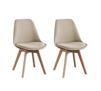 SHIITO | Modello Otto - Confezione da 2 sedie da pranzo in stile nordico | Imbottite con tessuto | 41,5 x 43 x 83 - Colore visone | Design semplice ed elegante | con gambe in faggio