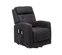SHIITO - Poltrona reclinabile da massaggio con poggiapiedi - 101,5 x 88 x 67,5 cm - Modello Rondo SX - Massimo Relax - Power Lift per aiutare a sollevare - Nero