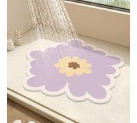 SHIJHUI Tappetino da doccia rotondo con fiore, antiscivolo anti-muffa in PVC, viola, 50 x 50 cm