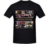 SHIKAIQI Men's Golden Earring Collected Custom T Shirts Design Round Neck Black L