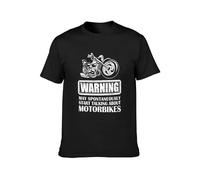 SHIKAIQI Motorbike Warning Talking About Motorcycle Bike Biker Mens T-Shirt Casual Cotton Unisex Tees Tops Black XXL