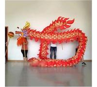 Shiketong 18m Chinese Silk Dragon Dance Set for 10 People, Lion Dance Performance Prop(Red)