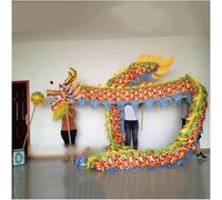 Shiketong 4M Chinese Silk Dragon Dance for Traditional Festival Performance 4 People(Blue)