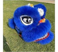 Shiketong Chinese Lion Dance Head 30cm Handmade Wool Dragon Dance Prop for Festival Performance(Blue)