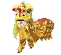 Shiketong Handmade Chinese Lion Dance Head Set for Festival Performance Yellow(Yellow Set)