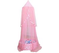 SHIKUN Baldacchino in pizzo Cupola tonda in pizzo Filato cavo Zanzariera per bambini Tenda da sogno per bambini in stile nordico perfetta per ragazze, Lettino, Lettino, Rosa