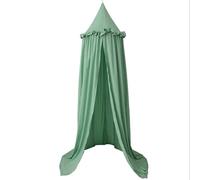SHIKUN Tenda da letto rotonda in cotone con zanzariera a baldacchino Tenda da letto con nappa arricciata Tenda per bambini Decorazione per ragazzi, ragazze, letto