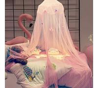 SHIKUN Zanzariera per bebè a cupola rotonda con baldacchino da sogno con perni a farfalla e tenda per bambini, letto per bambini, letto per ragazze, rosa