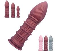 SHILISHAONV Anal Plug in Silicone Liquido Super Spesso E Pesante Plug Anale Morbido E Liscio Dildo Con Ventosa Butt Plug Filettato Giocattoli Sessuali Femmina/Maschio Sesso Estremo,Rosso,M