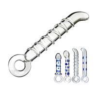 SHILISHAONV Butt Plug in Cristallo Liscio Per Le Donne Plug Anale Lunghezza 16,5/17,5 Cm Doppio Dildo Con Anello Di Trazione Perline Anali Dilatatore Anale Sex Toys Per Principianti,C