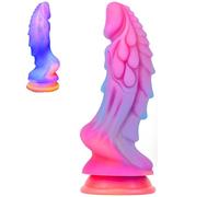 SHILISHAONV Butt Plug in Morbido Silicone Rosa, Dildo Extra Spesso Fosforescente, Dildo Anale Lungo 21,5 Cm, Dilatatore Anale Con Superficie Granulare E Forte Ventosa, Sex Toys.,Rosa