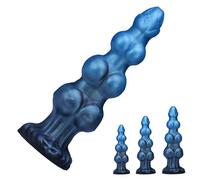 SHILISHAONV Butt Plug in Silicone Morbido Blu Lunghezza 19/22,5/27 Cm Dildo Butt Plug A Forma Di Perle Base A Ventosa Plug Anale Estensore Sesso Anale Sex Toys Donne/Coppie,Blu,S