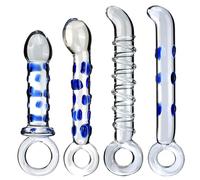 SHILISHAONV Butt Plug in Vetro Cristallo Liscio Per Le Donne Butt Plug 16,5/17,5Cm Dildo Anale Set Di 4 Dildo Con Anello Di Trazione Masturbatore Giocattoli Sessuali Per Principianti,Set/4