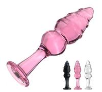 SHILISHAONV Butt Plug in Vetro Cristallo Per Le Donne Butt Plug 3,5 * 13 * 3,3 Cm Dildo Anale Dildo A Spirale Con Base Per Plug Anale Masturbatore Sex Toys Anale Per Principianti,B