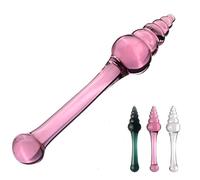 SHILISHAONV Butt Plug in Vetro Cristallo Per Le Donne Butt Plug 4 * 19,5 * 3 Cm Dildo Anale Dildo A Spirale Masturbatore Dilatatore Anale Giocattoli Del Sesso Anale Donne/Uomini/Coppie,Rosa